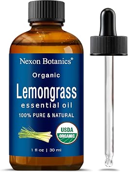 Organic Lemongrass Essential Oil 30 ml - Pure, Natural Oils for Aromatherapy, Diffusers, DIY, Candle and Soap Making Scent - Nexon Botanics