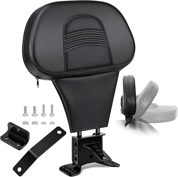 Amazicha Rider Driver Backrest, Adjustable Driver Rider Backrest Fit for Harley Davidson Touring Road King Street Glide Electra Glide Road Glide 1988-2024, Black