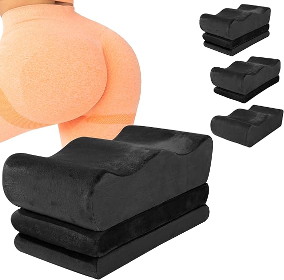 HOMBYS Adjustable Height BBL Pillow After Surgery for Sleeping,High Density Foam BBL Recovery Pillow for Sitting After Surgery, Durable Butt Pillows for Car Seats, Office and Home Chairs (Black)