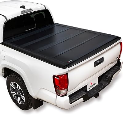 LEER HF650M Quad-Folding Truck Bed Tonneau Cover, Fits Toyota Tacoma with Track System, Years 2016-2023, 52 Truck Bed, Black