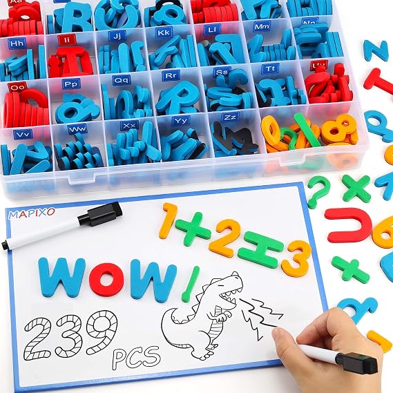 235 Pcs Magnetic Letter Number with Magnet Board, 2 Erasable Magnetic Pen and Storage Box, Foam ABC Alphabet Gift for Refrigerator Fridge, Classroom Toy for Toddler Kid Child Spelling & Learning Game | 2 Erasable Magnetic Pens, Storage Box, Foam ABC Alphabet, Refrigerator Fridge Classroom Toy for Toddler Kid Spelling Game