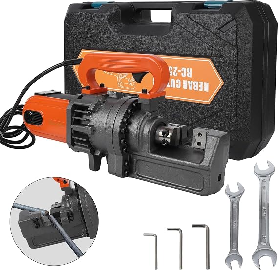 Electric Rebar Cutter, Portable Hydraulic Rebar Cutter, Cutting up to 1Inch #8 4-25mm Rebar within 5 Seconds,1700W, 110V, with Tool Box (1700W RC-25)