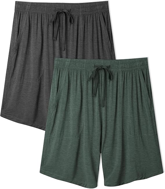 DAVID ARCHY Cloud-Soft Bamboo Rayon Mens Pajama Shorts Ultra-Cooling Sleep Shorts for Hot Sleepers, Breathable Lounge Wear