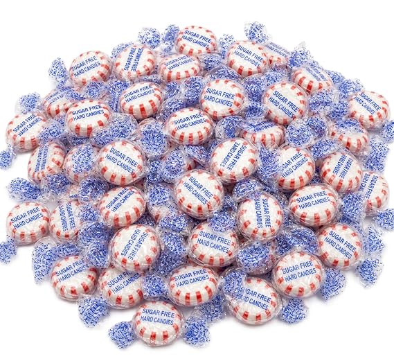 Sugar Free Peppermint Starlight Mints 1 lb Red White Striped Hard Candy