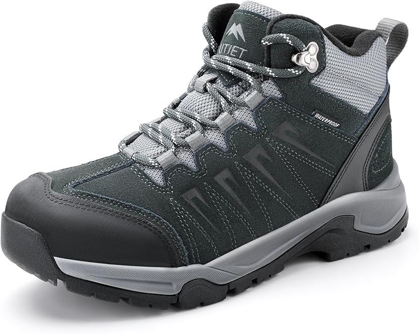 Men's Waterproof Hiking Boots Lightweight Leather Mid Ankle Outdoor Trail Trekking shoes