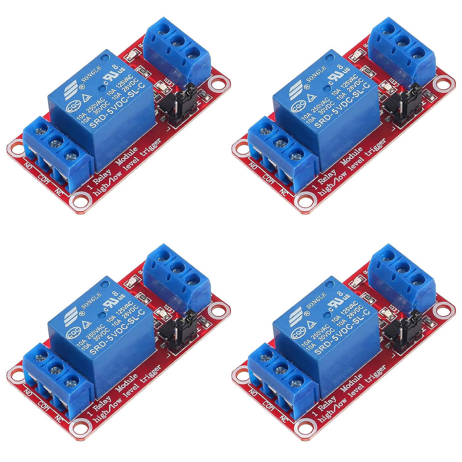 4pcs Relay Module DC 5V 1 Channel Relay Board with Optocoupler Isolation Support High or Low Level Trigger