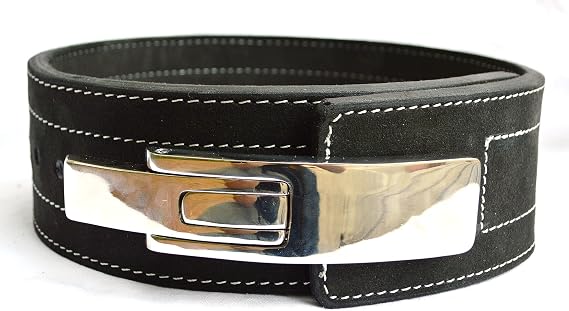 Powerlifting Belt with Lever Buckle (Black) - 4 Inch Wide 10mm Thick Weightlifting Strongman