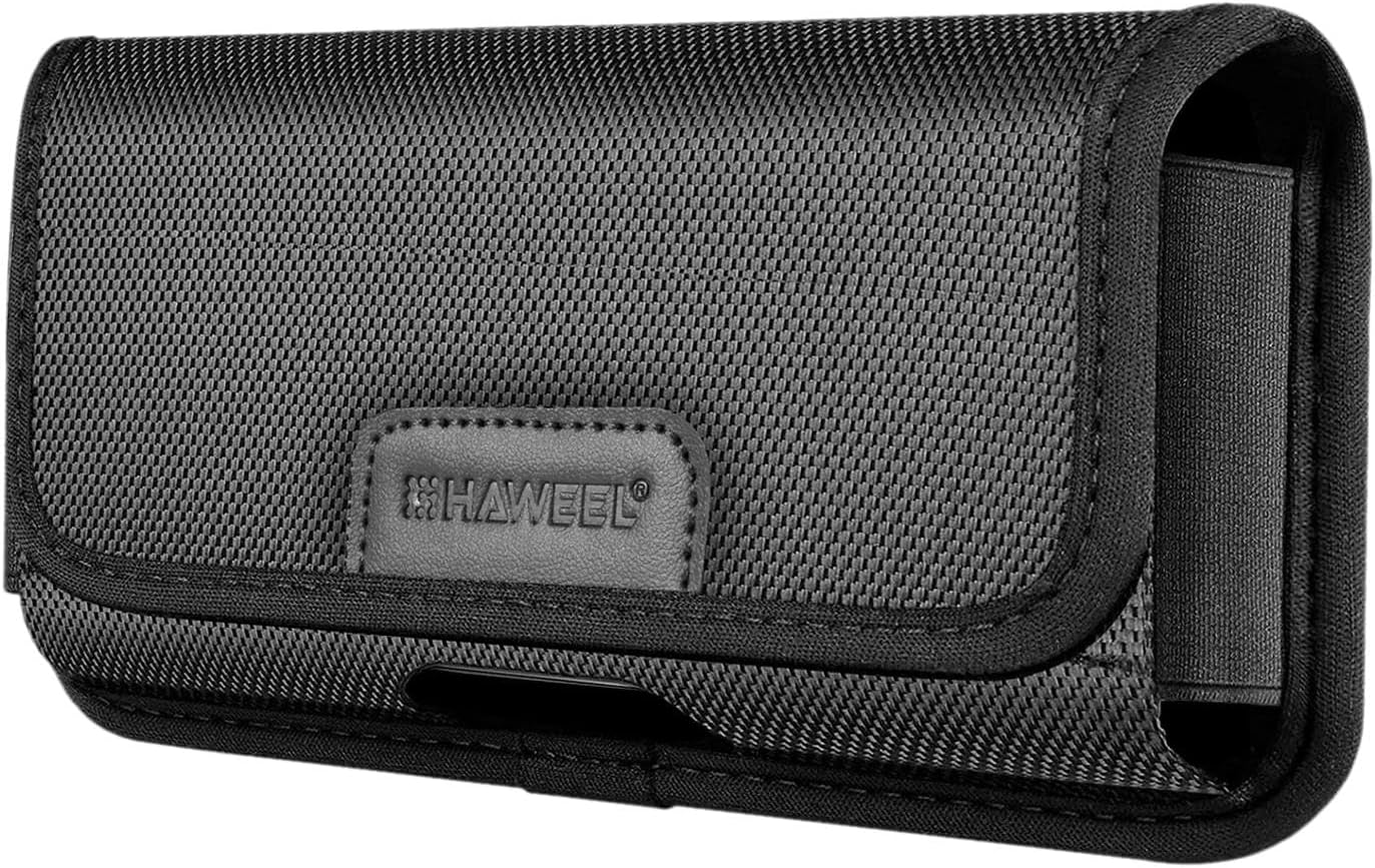 predolo Phone Holster, Belt Case Phone Accessories Nylon Outdoor Shockproof Black Waist Bag Carrying Case Pouch Cover Accessories with Card Holder, Horizontal XXL