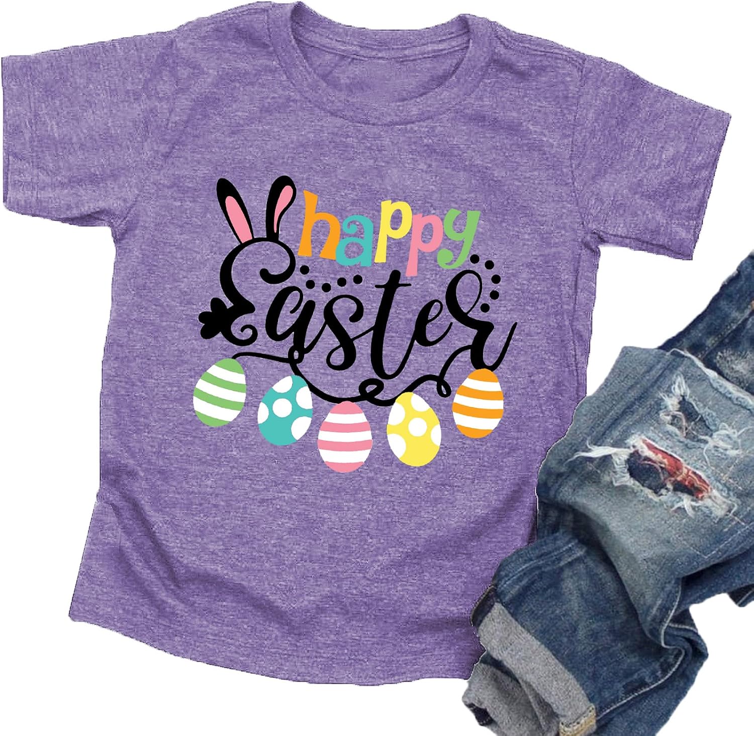 Happy Easter T Shirt Toddler Baby Girls Boys Bunny Rabbit Graphic T-Shirt Easter Egg Letter Print Tees Tops