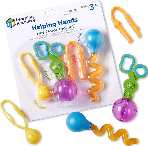 Learning Resources Helping Hands Fine Motor Tool Set Toy - Sensory Bin Sand Toys, Montessori, Plastic Tweezers, Therapy Games For Toddler, Homeschool Preschool Supplies