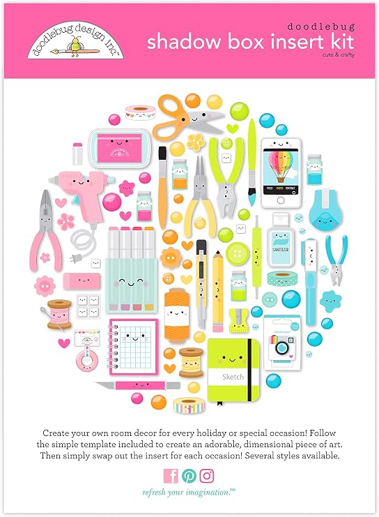 Doodlebug Design Shadow Box Insert Kit-Cute & Crafty -DDSB7730