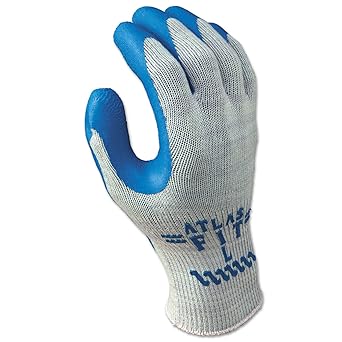 SHOWA 300XL-10 Atlas Fit 300 Rubber-Coated Gloves, XL, Gray/Blue Pack of 12
