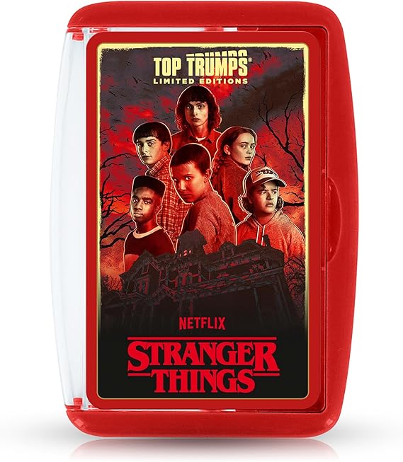 Top Trumps Stranger Things Limited Edition Case Entertaining card game for 2 plus players makes a great gift for ages 15 plus from the brave teens like Eleven and Mike to the mysterious Dr. Brenner