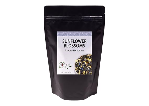Sunflower Blossoms Black Tea, Loose Leaf Mango & Pineapple flavored Black Tea, Caffeine, Hot & Iced Black Tea Loose Leaves | 8oz Bulk Tea, 80-100 Cups | The Spice Hut, First Sip of Tea