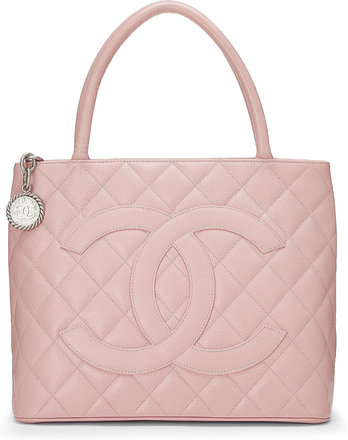 Pre-Loved Pink Quilted Caviar Medallion Tote, Pink