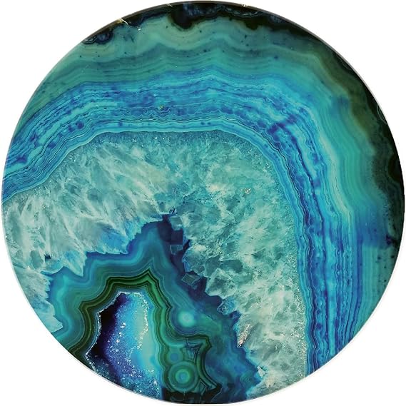 Faux Agate Decorative Heat Tolerant Ceramic Stone Trivet with Non-Skid Cork Backing 7 Round Artistic, Durable, Easily Wipes Clean