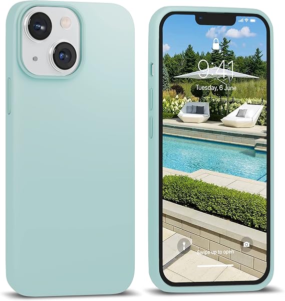 IceSword Compatible with iPhone 14 Case Mint Green, Liquid Silicone Case Phone Cover Slim Full Body Protective,Soft Anti-Scratch Greenish Cute [Shockproof] 6.1 inch iP14 - Mint Green