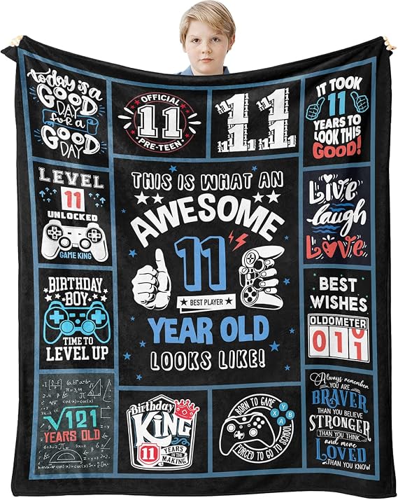 11 Year Old Boy Gifts, Birthday Gifts for 11 Year Old Boy, Cool Presents for 11 Yr Old Boys, Boys Age 11 Gift Ideas, 11th Birthday Decorations Blanket 60 X 50 Inch