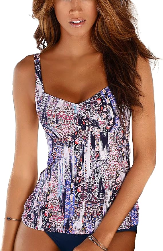 LASCANA Women's Print Underwire Tankini Top