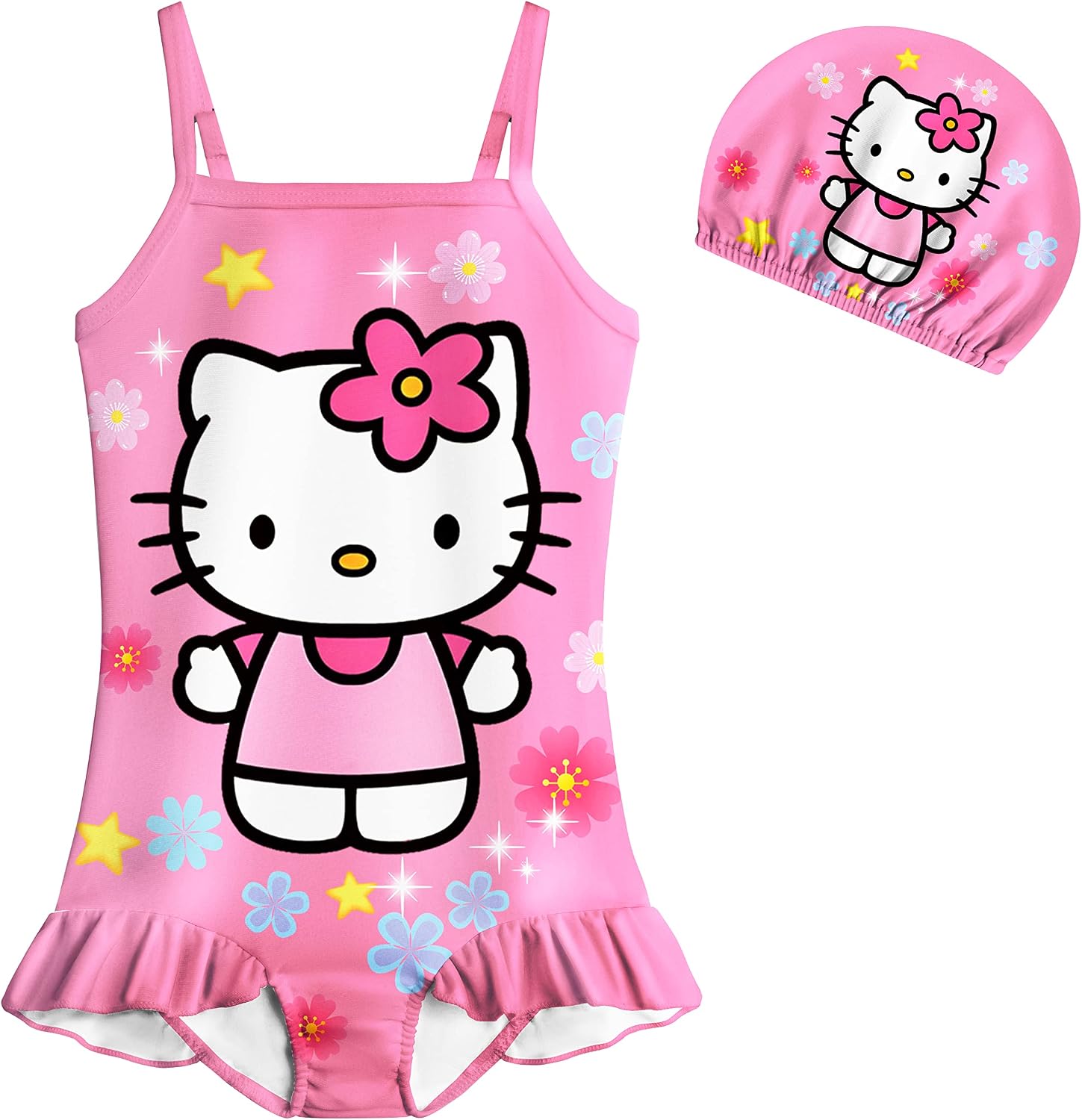 Girls One Piece Swimsuits Bathing Suit Swimwear Set Toddler Little Kids Birthday Gift