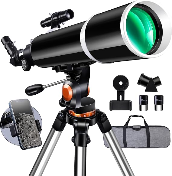 Telescope,Galaeyes 100mm Aperture 600mm FL, Telescope for Adults High Powered,Metal AZ & Stainless Steel Tripod, with Phone Adapter and Bag,Aperture 100mm