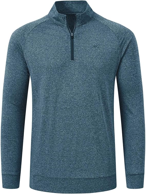 MoFiz Men's Long Sleeve Shirts Quarter Zip Pullover Men's Polo Shirts Quick Dry