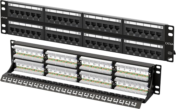 FGB 10Gbps Cat6A Patch Panel, 48-Port RJ45 Ethernet