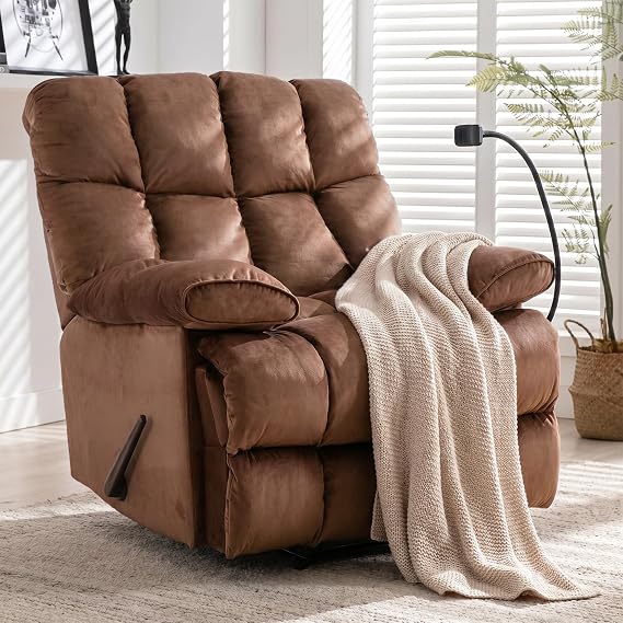 Oversized Recliner Chair, Big Man Recliner Chairs for 400LBS Adults, Extra Wide Recliner, Large Heavy Duty Recliner Chair for Living Room, Brown