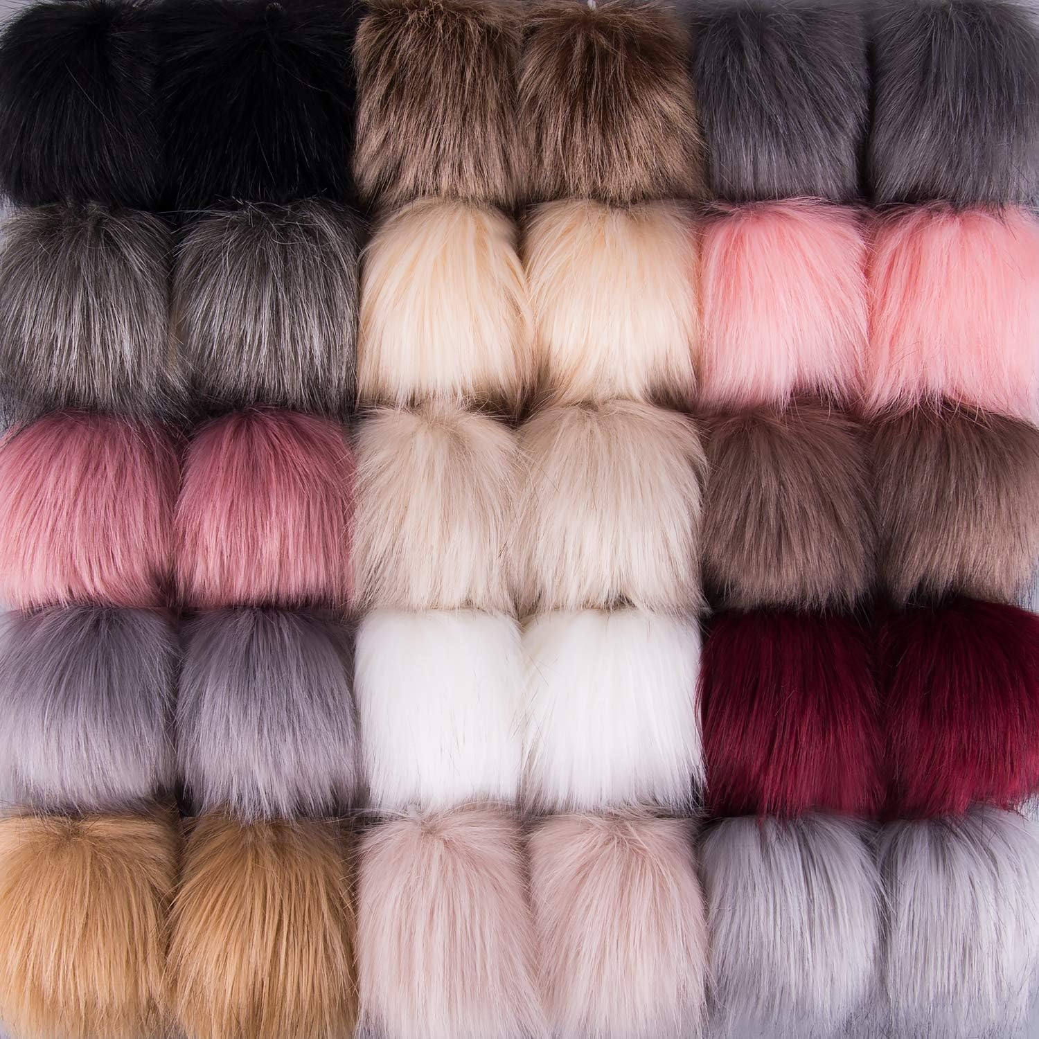 SIQUK 30 Pieces Faux Fur Pom Pom Balls Fluffy Pom Pom with Elastic Loop Pom Pom for Hats Beanie Shoes Scarves Gloves Bags Accessories(15 Colors, 2 Pcs for Each Color)