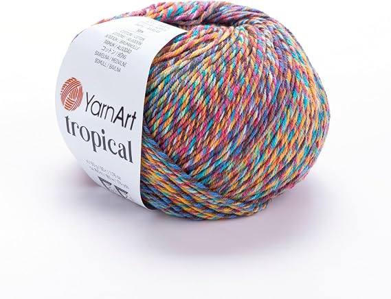 YarnArt Tropical Sport Yarn 55% Cotton, 45% PAC Multicolor Knitting & Crochet Yarn 50g (174 yds) | Soft, Durable & Lightweight | Perfect for Amigurumi, Clothing & Accessories (612-2)