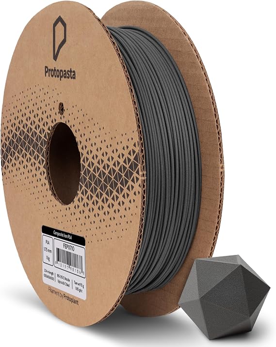 Protopasta Ferromagnetic Iron PLA 3D Printer Filament | ProtoPlant Metal-Filled PLA Plastic Printer Filament with 45% Iron | Patina Friendly Metal Composite Filament | 1kg Metallic Spool