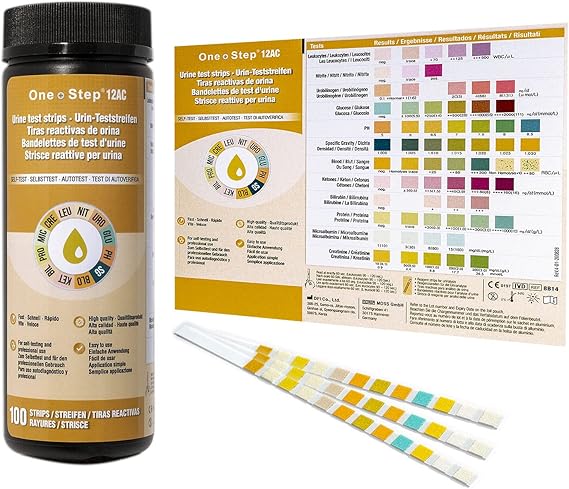 12 Parameter Urine Test Strips Creatinine, Microalbuim, UTI Infection, Ketone, Blood, Glucose Testing Sticks (200 Tests - 2 Tubs)