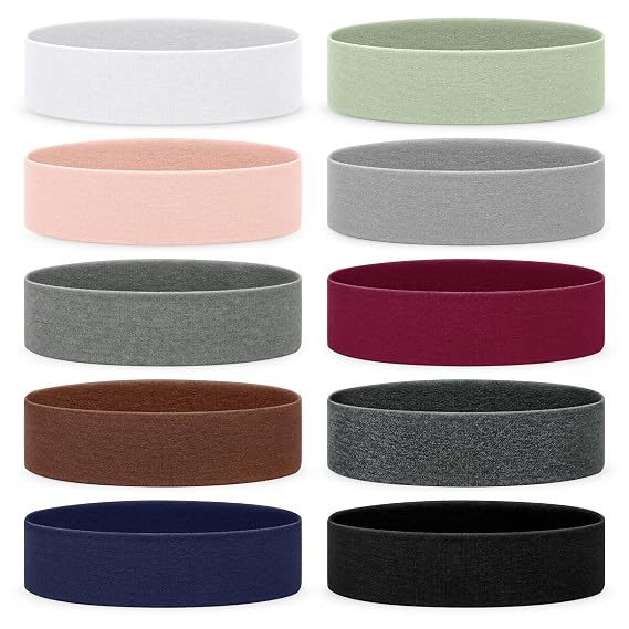 10 Pack Headbands for Women, Elastic Non-Slip Hair Bands Hair Warp for Sports Daily Workout Yoga Running