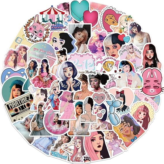 50PCs Singer Melanie Martinez Stickers, Aesthetic Vinyl Star Idol Stickers and Decals, Notebook Water Bottle Stickers for Hydro Flask, Car, Planner, Skateboard, Holiday Gifts Stickers …