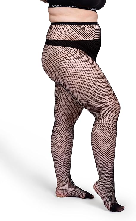 Plus Size Fishnet Tights For Women, No-Rip Pantyhose, Nylon Mesh Stockings