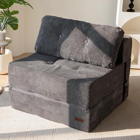 MAXYOYO Folding Sofa Bed, Convertible Sofa Bed with High-Density Support Foam, Portable 4 in 1 Fold Out Chair to Floor Lounger, Versatile Floor Couch for Living Room Bedroom