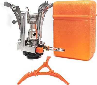Backpacking Stove Portable Camping Stove Hiking Stove Backpack Stove With Piezoignition Support Wind-Resistance For Outdoor cooking tongs Black
