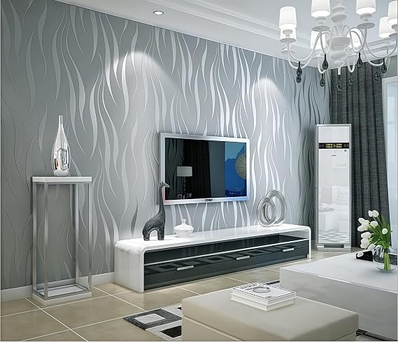 Premium Plant Fiber + Extracted Silk Wallpaper Fashionable Atmospheric Wavy Stripes 3D Stereoscopic Fenced Wallpaper (Light gray33812)