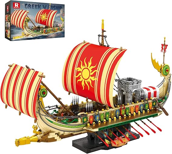 Reobrix Pirate Ship Building Set Military Greek Warship Model 2982 PCS