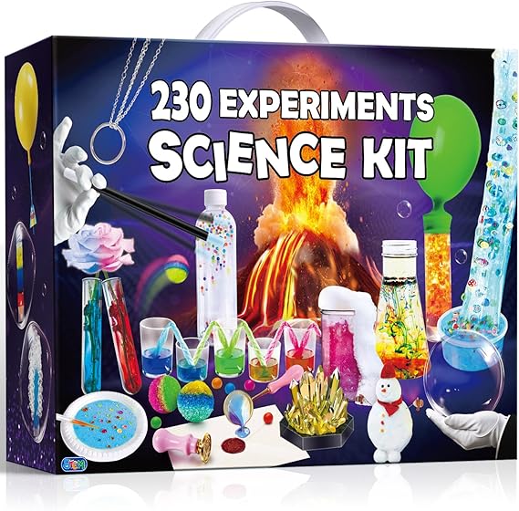 PATIFEED 230 Experiments Science Kit for Kids Chemistry Set | Crystal Growing, Physics, Slime, Volcano, S.T.E.M Toys, Educational Presents for Boys Girls