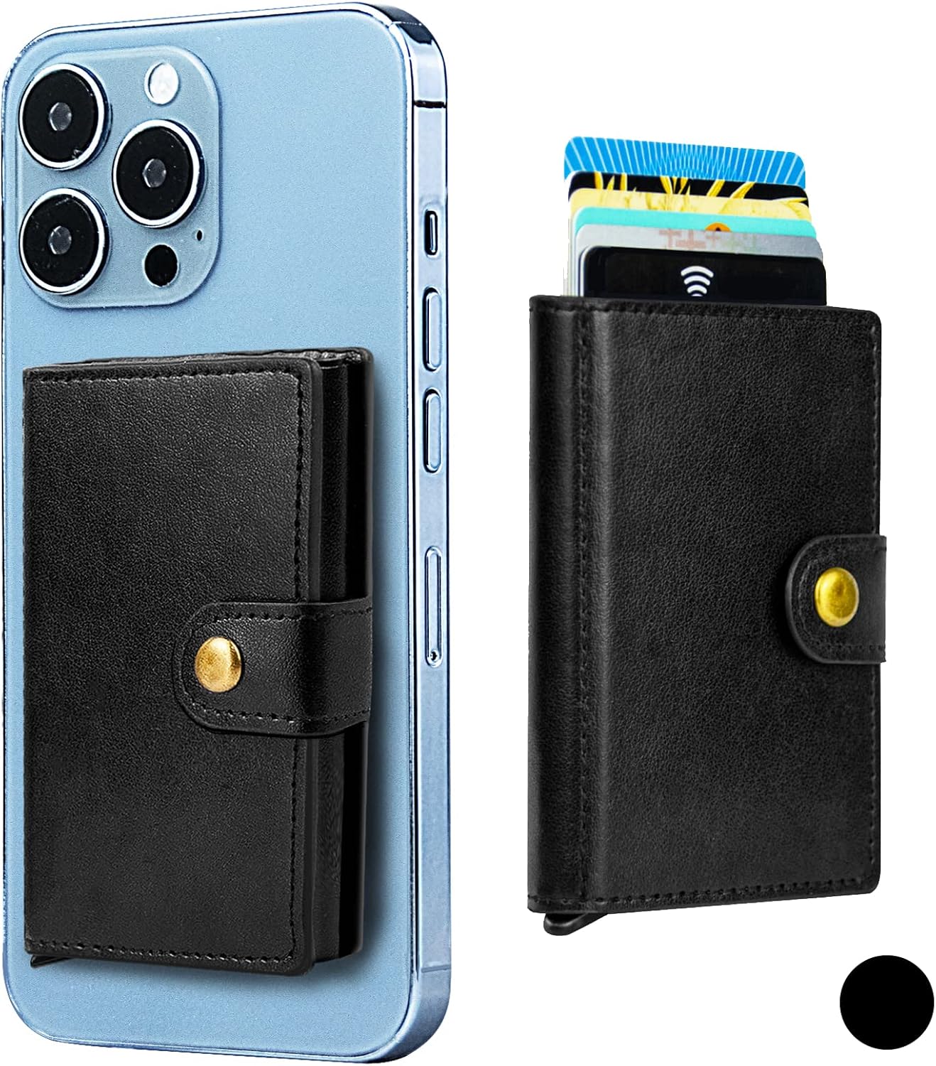 KIKET Magnetic RFID Wallet Pop-up Leather Cards Holder Magnetic Wallet Compatible with Apple MagSafe, iPhone 1313 Mini13 Pro13 Pro Max,iPhone 12 Series and Magnetic Case, Up to 7 Cards, Black