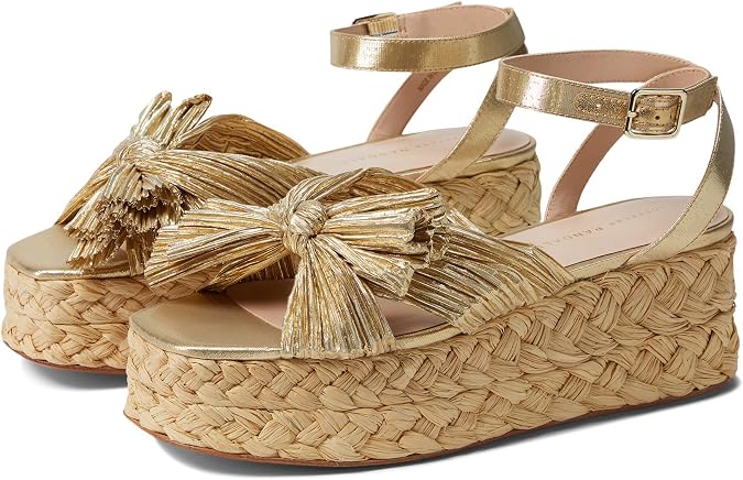 Loeffler Randall Women's Gaby Pleated Bow Braided Espadrilles