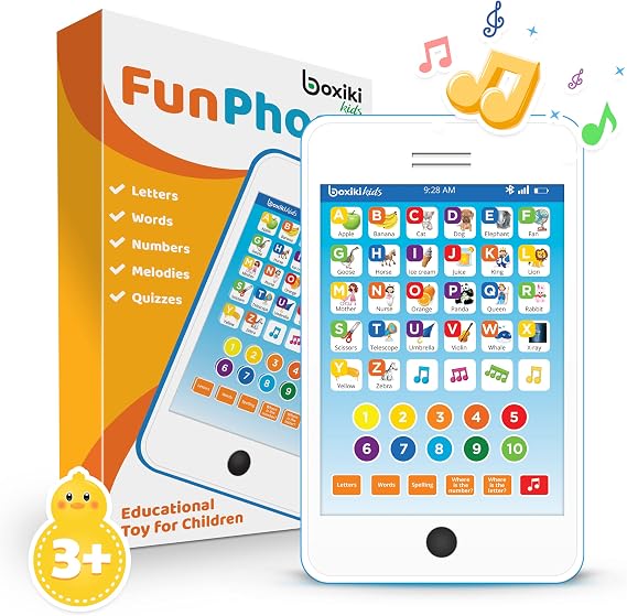 Educational Toys for 3+ Year Old Boys and Girls, 6-in-1 Kids Learning Tablet Phone, Preschool ABC Letters Numbers Spelling Music Toy, Premium Travel Gift