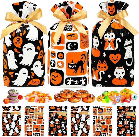 Shintop Halloween Treat Bags, 50PCS Small Drawstring Goodie Bags