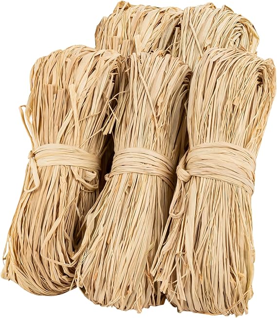 Sukh 5PCS Natural Raffia Ribbon - Raffia Yarn for Gift Wrapping & Crafts | Rafia Grass Twine String Wrap for Christmas, Thanksgiving, Halloween, Easter, Birthday Gift Box, Florist Bouquets Supplies