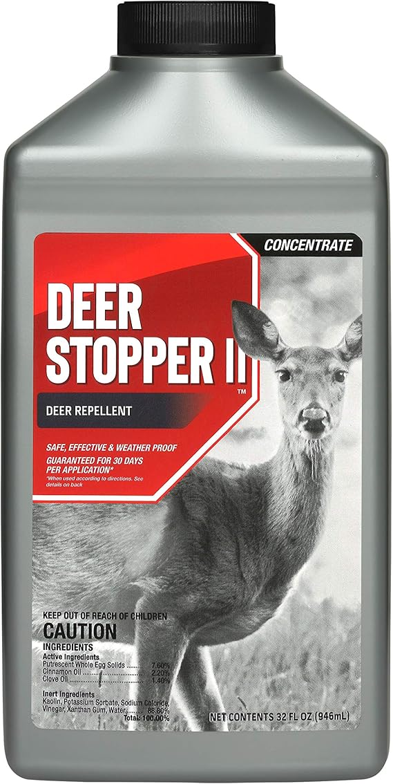Deer Stopper II Garden Animal Repellent - Safe & Effective, All Natural Food Grade Ingredients; Repels Deer Elk, and Moose; Easy to Use, 32 fl. oz. Liquid Concentrate