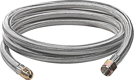 6 Feet Propane Hose Extension 3/8 Inch Female x Male Flare for RV BBQ Grill | Stainless Braided Propane Gas Line with 3/8 Inch Female x Male Flare Fittings for Low Pressure Propane BBQ Grill and Heater