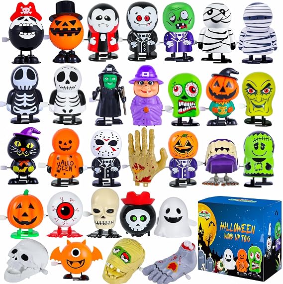 30pcs Halloween Wind Up Toys Assortment for Halloween Party Favors | Halloween Toys for Treat Bag Stuffers Goody Bag Filler Halloween Treats Prizes