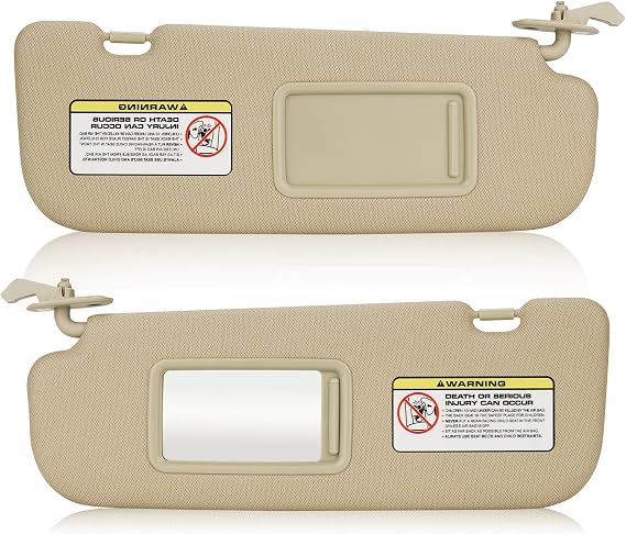 Beige Left & Right Sun Visor for 2011-2015 Hyundai Elantra(NOT fit for GT Models) Without Light, Driver & Passenger Side Sunvisor Replacement for 852103X000TX 852203X000TX
