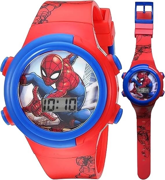 Marvel Spider-Man Kids Watches Digital Display, Interactive Features, Adjustable Strap, Vibrant Spider-Man Graphics, Durable for Active Kids